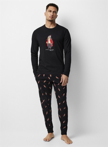 Polo RALPH LAUREN DESIGNER PYJAMAS Set JOGGER BOTTOM Top SIZE M Bears Navy - Picture 11 of 14