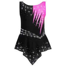 Girls Gymnastics Shiny Rhinestone Ballet Leotards Jazz Dance Costume Bodysuit