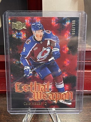 2025-26 UD Skybox Metal Cale Makar Lethal Weapon Red 50 /100 #LW-8 SP Avalanche