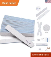 Washable 240 Grit Nail Files - 25 Count Emery Boards for Salon-Quality Care