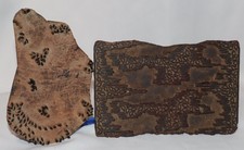 2 - Vintage Wooden Hand Carved Textile Printing Fabric Block Stamp Abstract