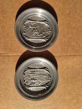 BIETE 2x ZINNWANDTELLER ZINNTELLER ZINNUNTERSETZER WMF: CARL SPITZWEG HOCHRELIEF