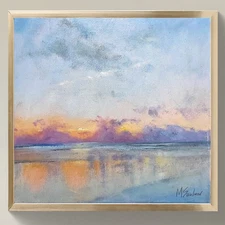 Original Fine Art Painting 12x12 | Signed Canvas | Impressionist Seascape