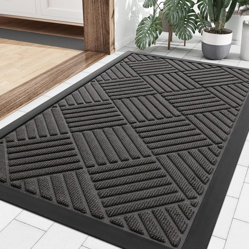 Smiry Front Door Mat Outside Entrance Heavy Duty Outdoor Indoor Natural Rubbe...