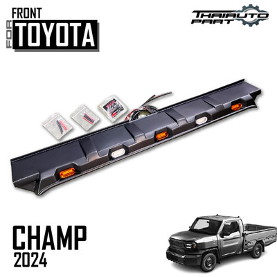 Black Front Line Bonnet Hood Trim W/LED 5 PCs Fit Toyota Hilux Champ 2024