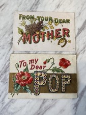 2 Antique Embossed Motto Postcards Dear Mothe...