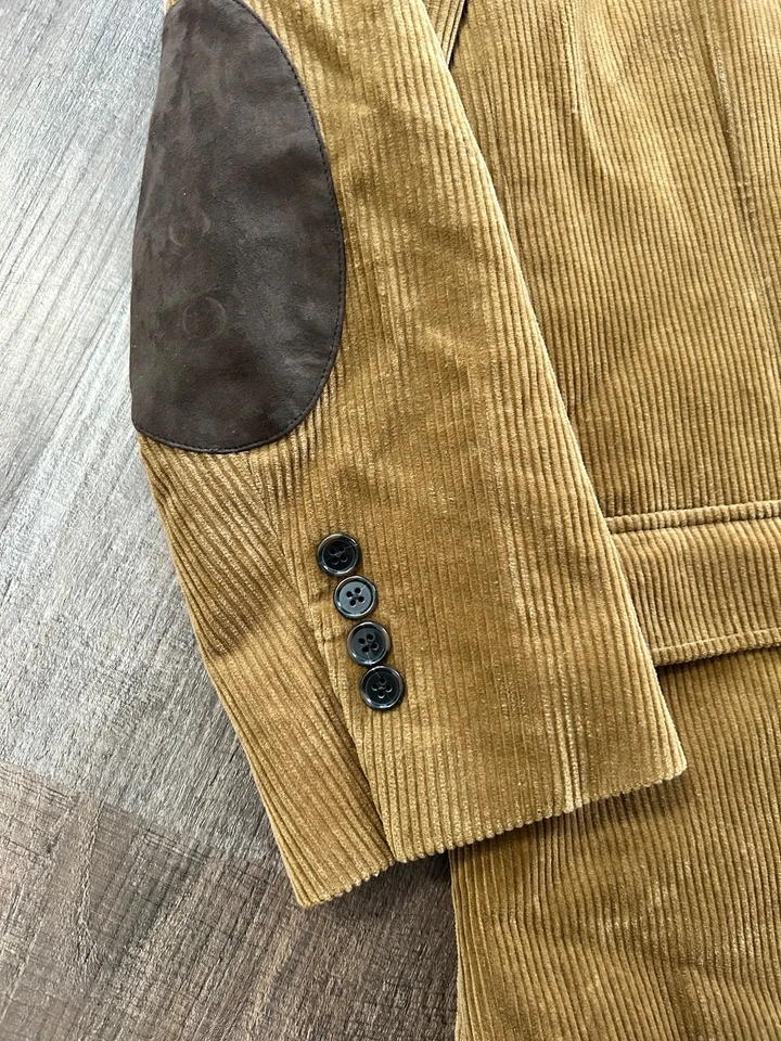 Brooks Brothers Regent Bronceado Ancho Pana Codo Parche Chaqueta Norfolk 44R Foto 4 de 4