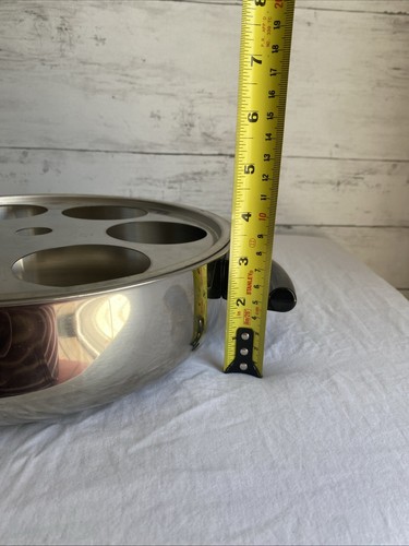 Vtg Stainless 10" Egg Poacher Insert 6 Cups With Glass Lid PYREX - Picture 9 of 10