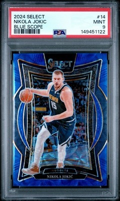 2024-25 Panini Select Nikola Jokic Blue Scope Prizm /249 Concourse #14 PSA 9