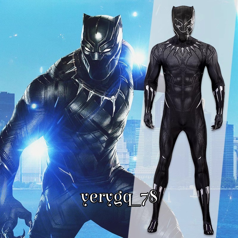 Película Pantera Negra Adulto Cosplay Traje Conjunto de Disfraz Accesorio Mono Body
