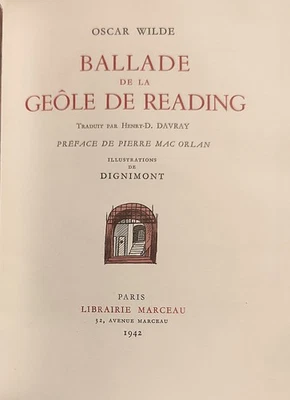 WILDE Ballade de la Geôle de Reading DIGNIMONT 1942 - Photo 1/4