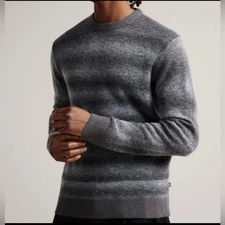 Ted Baker ABULTI STRIPED STRETCH-KNIT JUMPER SWEATER IN GREY Size 4 -Large