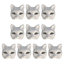 M&aacute;scara papel blanca DIY, m&aacute;scara cara de gato, pulpa en blanco pintada a mano