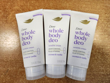 3 Pk: Dove Whole Body Deo Invisible Cream, Coconut  Vanilla, 2.5oz ea. E2C