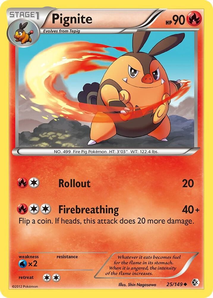Pignite 25/149 Uncommon Boundaries Crossed NM Pokémon TCG