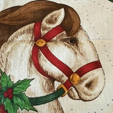 Christmas Rocking Horse & Holly Cut & Sew Plush Vintage Panel VIP