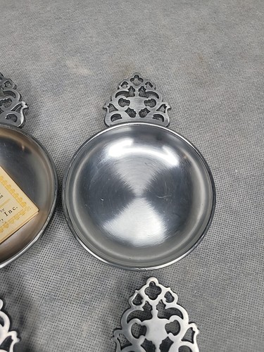 4 QUATTRO ciotole porringer vintage in peltro manico in pizzo Stede Inc - Foto 3 di 15
