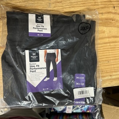 Member's Mark Men's Benton Slim Fit Performance Black Pant Size 36 x 32