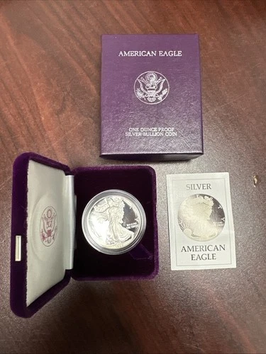 1986-S $1 Proof American Silver Eagle in Box w/ COA