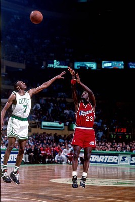 Gary Grant Los Angeles Clippers takes a shot v Dee Brown Boston Ce- Old Photo