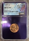 1938 P Lincoln Wheat Penny NGC MS66 RED Purple Core.