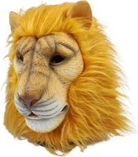 Fun Lion Costume Mask | Halloween Party | Latex and Mane Material, Durable,