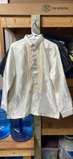 Barong Tagalog For Men Off White Large Philippine Dress Shirt