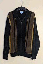 Vtg Mens Haband 80s Preppy Zip Cardigan GrandpaCore Cosby Plush Acyclic Pockets