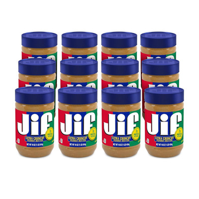 Extra Crunchy Peanut Butter, 16oz - 12 Pack for Ultimate Snacking!