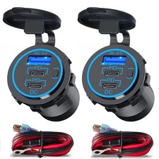 USB C Car Charger 12V Dual Port 78W Waterproof 30W PD QC3.0 RV Boat Motorcycle