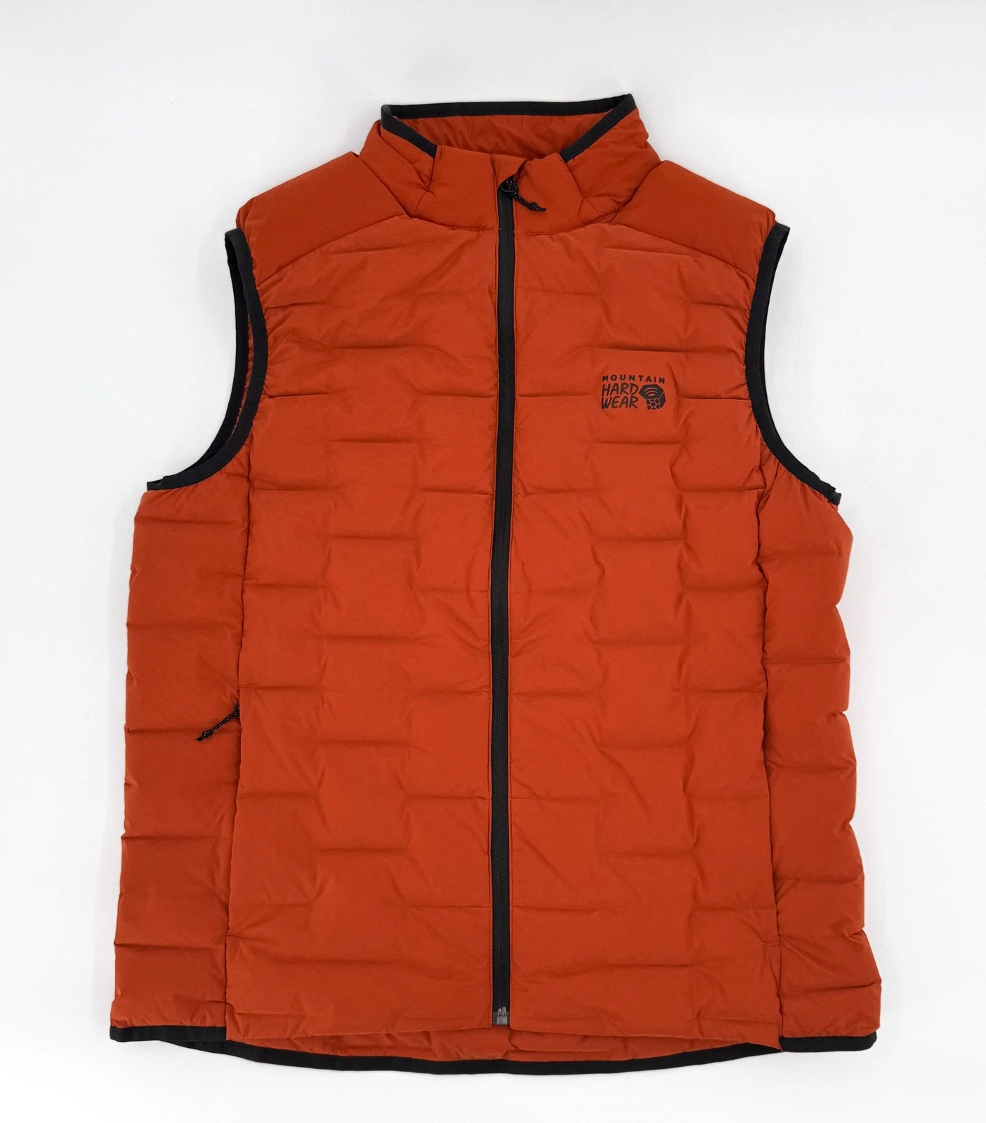 Mountain Hardwear Down Vest Mens Medium Orange Puffer Insulated Pockets OM5147