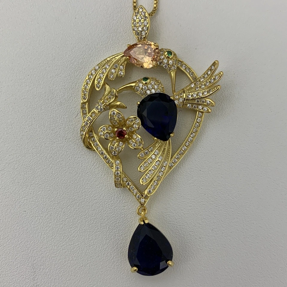 Collar Colgante Daniel Steiger Plata Esterlina Colibríes Dorados Foto 3 de 4