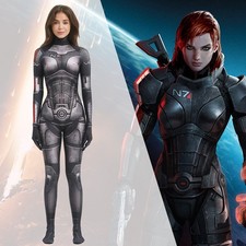 Cosplay MASS EFFECT 3 Femal Shepard N7 ARMOR Jumpsuit Halloween Adult Bodysuits