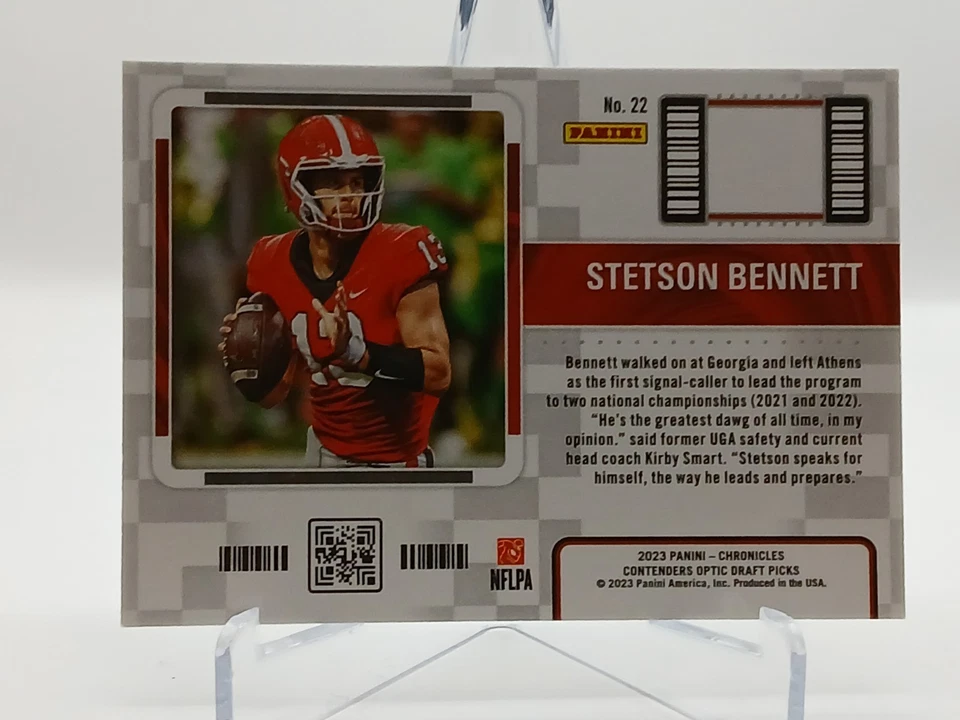 2023 Panini Chronicles Contenders Optic Draft Picks #22 Stetson Bennett Rookie - Image 2 of 2