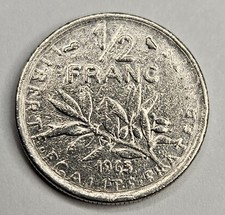 1965 France 1/2 Half Franc - Circulated French Nickel World Coin - Europe