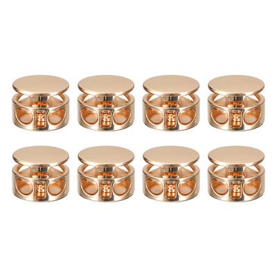 8Pcs Metal Cord Locks 3.5mm Double Hole Toggle Spring Stop Gold