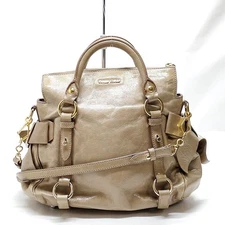 NO TARIFF Miu Miu Hand Bag Vitello Lux 2way Beige Leather 2884499