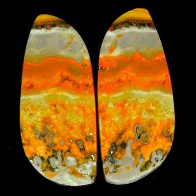 49.20Cts.100%Natural Bumble Bee Eclipse Jasper Fancy 25x37x4mm Pair Cab Gemstone