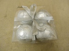 Bolas colgantes de diseño decorativas de 3 pulgadas de diámetro caja plateada de 4 vidrios