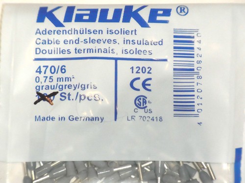 Aderendhülsen grau 0,75mm² x 6mm Adernhülsen Isoliert - Bild 2 von 5
