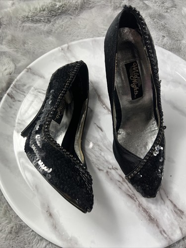 Retro Vintage 1980’s Sparkling Black Sequin Pumps Wild Nights Size 5M Women’s - Picture 16 of 16