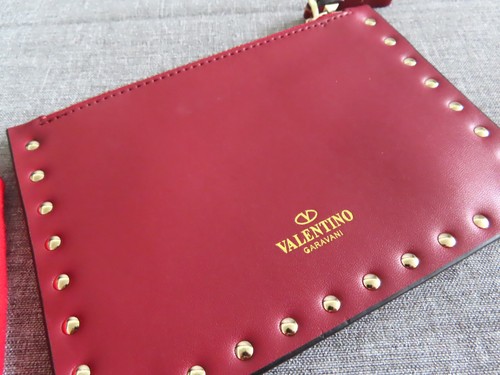 Valentino Studded Leather Red Pouch gold hardware vgc - Picture 2 of 7