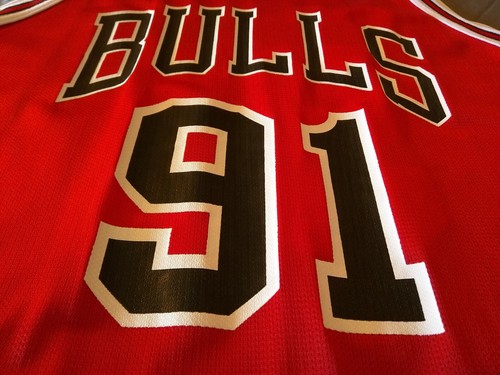 Dennis Rodman #91 Chicago Bulls Jersey MINT! NBA Champion 97-98 Red 48 XL - Picture 7 of 11