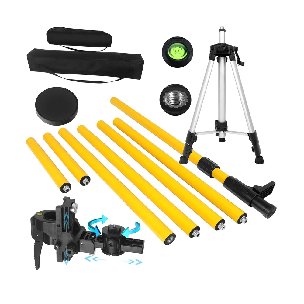 Laser Level Pole with Tripod, 13.8 Ft./4.2M Telescoping Pole&3.9 foot/1.2M re...