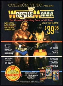 WRESTLEMANIA-Original-1985-print-AD-Coliseum-video-promo-HULK-HOGAN-Mr-T-WWF
