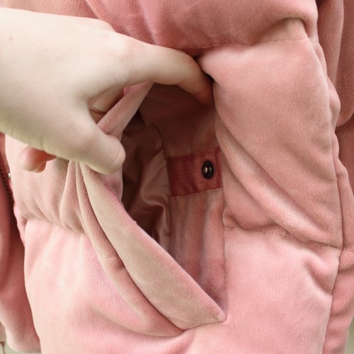 Abercrombie & Fitch Pink Faux Suede Puffer Jacket Womens Large A&F Warm Cozy - Picture 8 of 10