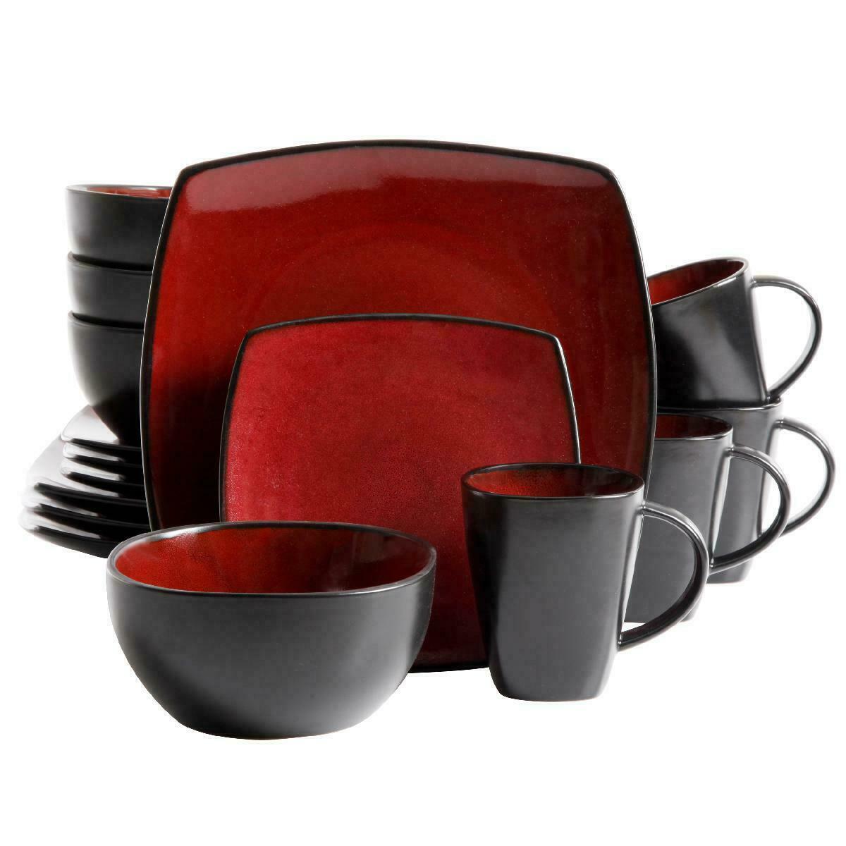NEW Gibson Home Soho Lounge Square Stoneware 16-Piece Dinnerware Set FREE SHIPPI