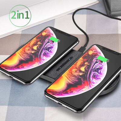 Dual 15W Wireless Charger Fast Charging Pad For Apple iPhone 16 15 14 13 12 XS 8