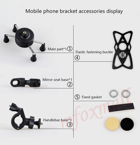 Universal Motorcycle Bicycle Bike 360° Rotaing Mobile Phone Holder Mount Bracket - Picture 2 of 10