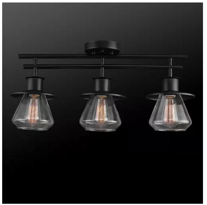 Globe Electric Nate 2ft. 3 Light Dark Bronze Fixed Track Lighting w Glass Shades
